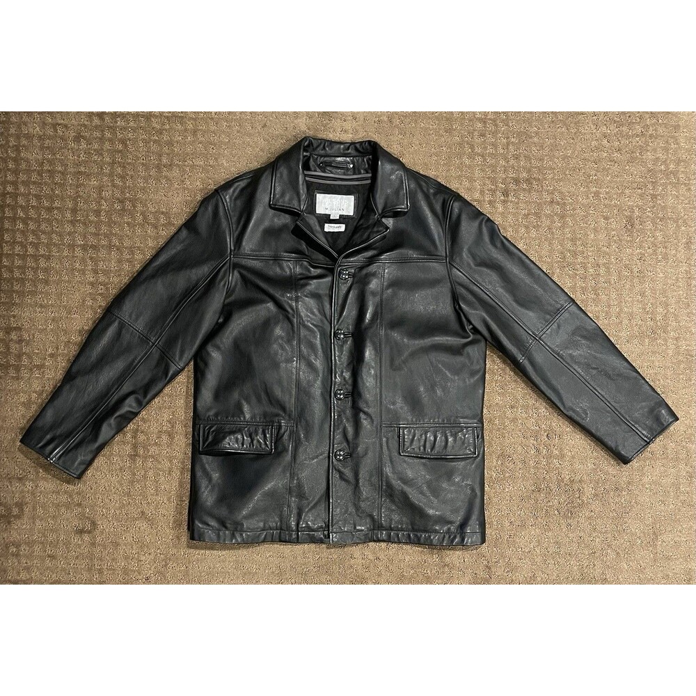 VTG M. Julian by Wilsons Leather Jacket Mens Black Quilted Lined Button Large